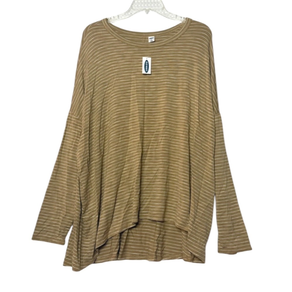 NWT Old Navy Luxe Striped Tunic T-Shirt curved tunic-length hem Size XL